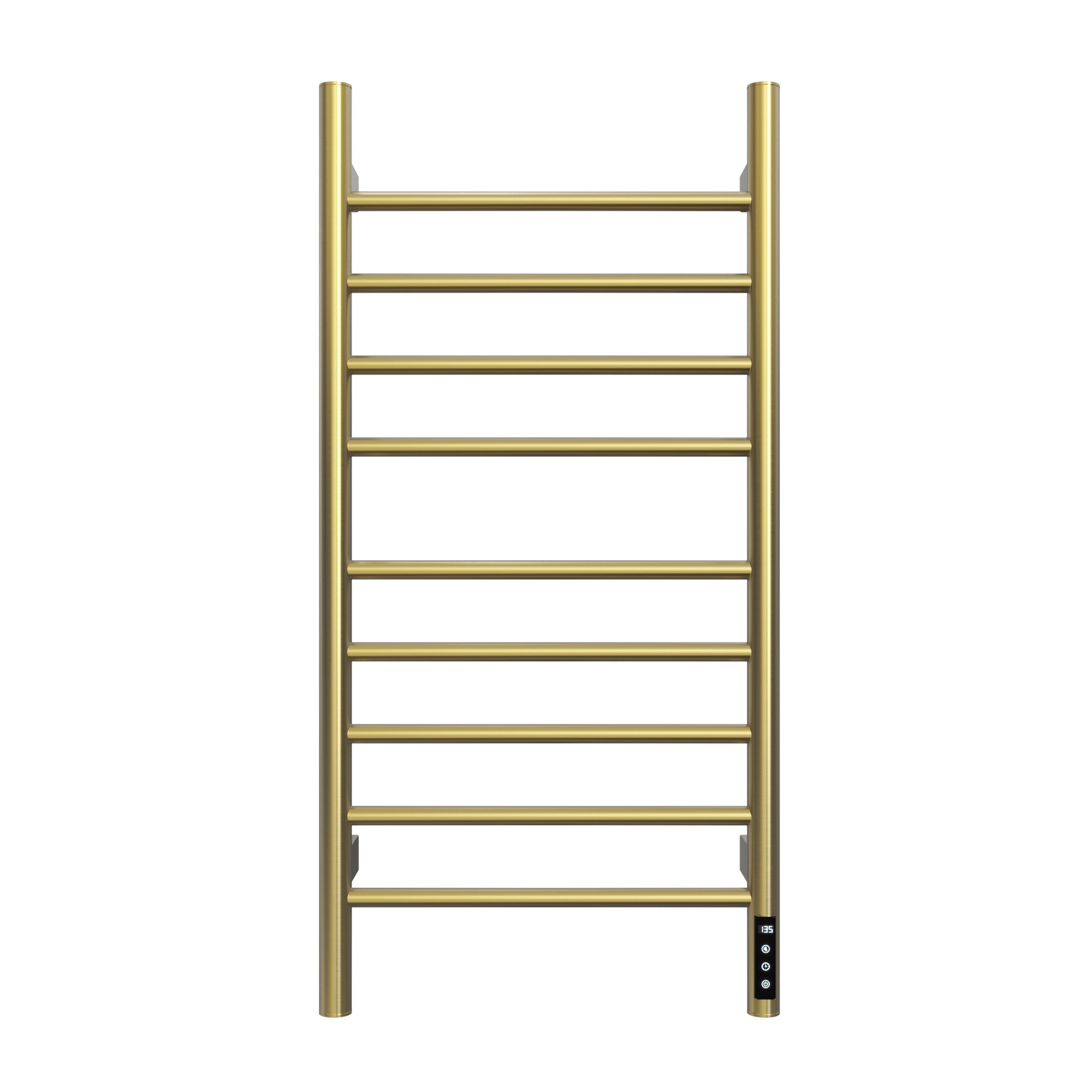 EdenDirect Wall-Mount Heated Towel Rack — Gold, Exposed & Concealed Installation, Dry Heating, Digital Thermostat & Timer